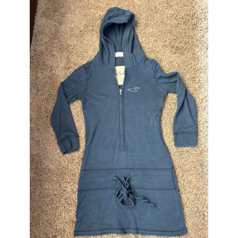 Y2K VTg Hollister Low Waist Tie Hooded Casual Dress  Extra Small Navy CA Pink